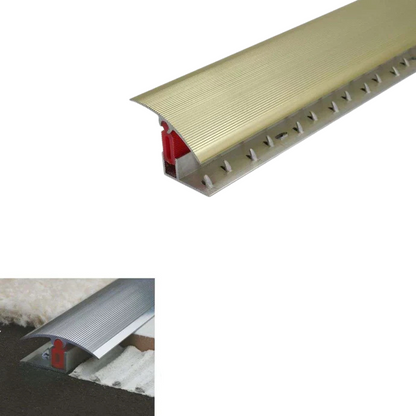 TTG 40mm Aluminium door Threshold Strip Adjustable Height/Pivots Easy clip Carpet