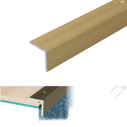 A35 20 x 20mm Anodised Aluminium Non Slip Ribbed Treads Stair Nosing Edge Trim