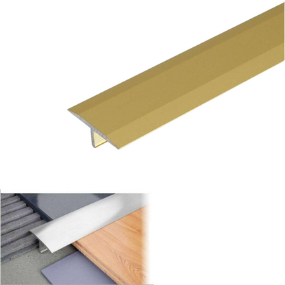 A54 13mm Anodised Aluminium Threshold Trim T Bar Transition Strip For Tiles