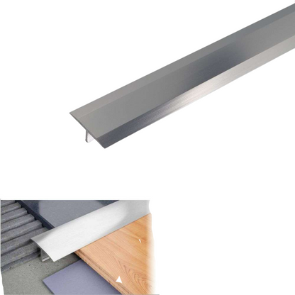 A54 13mm Anodised Aluminium Threshold Trim T Bar Transition Strip For Tiles