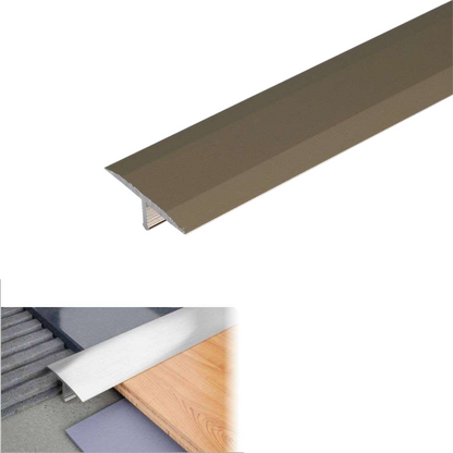 A55 18mm Anodised Aluminium Threshold Trim T Bar Transition Strip For Tiles