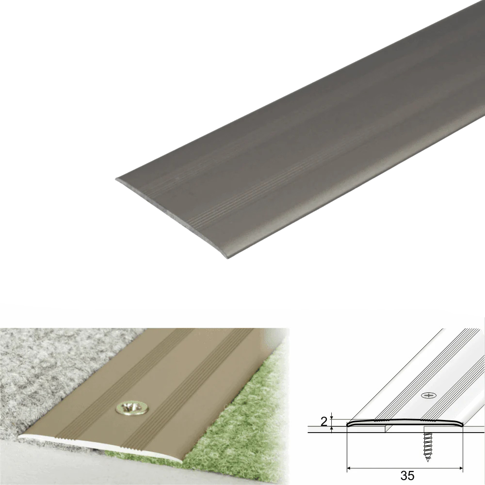 A08 35mm Anodised Aluminium Flat Door Threshold Profile