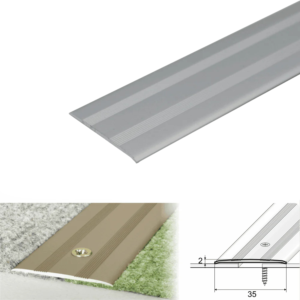 A08 35mm Anodised Aluminium Flat Door Threshold Profile
