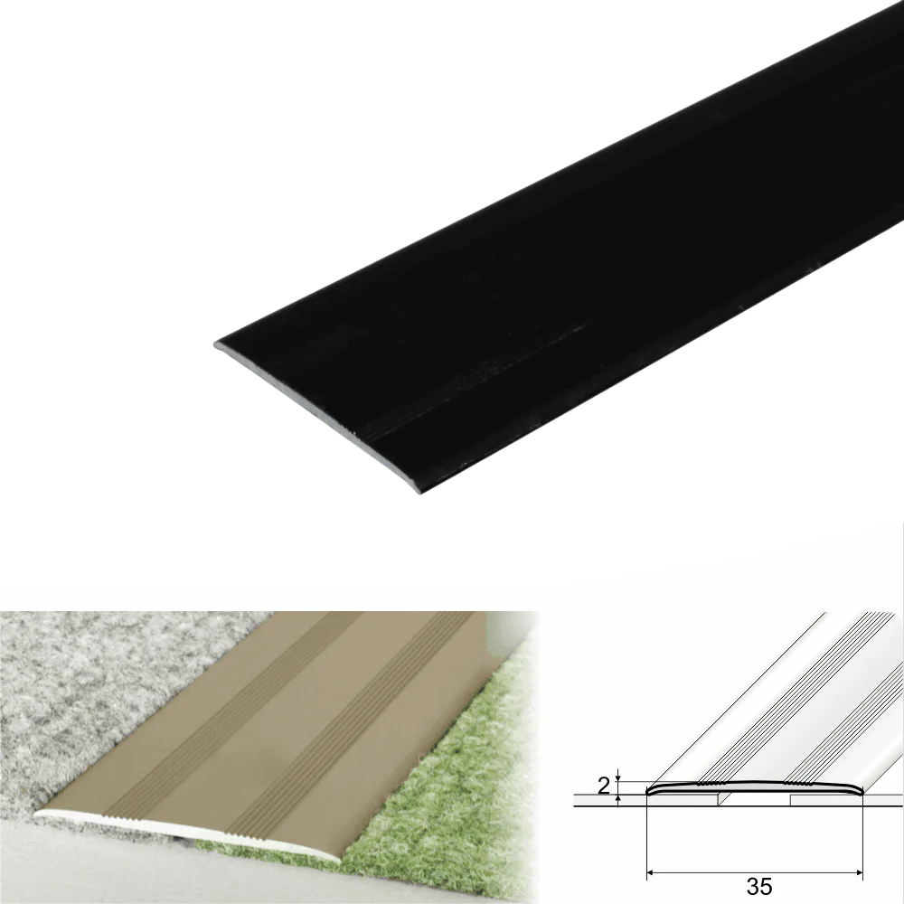 A08 35mm Anodised Aluminium Flat Self Adhesive Door Threshold Strip