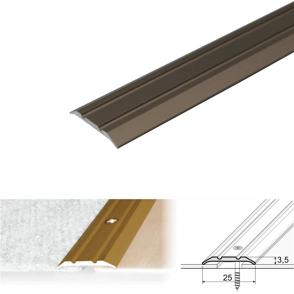 A12 25mm Anodised Aluminium Flat Door Threshold Strip