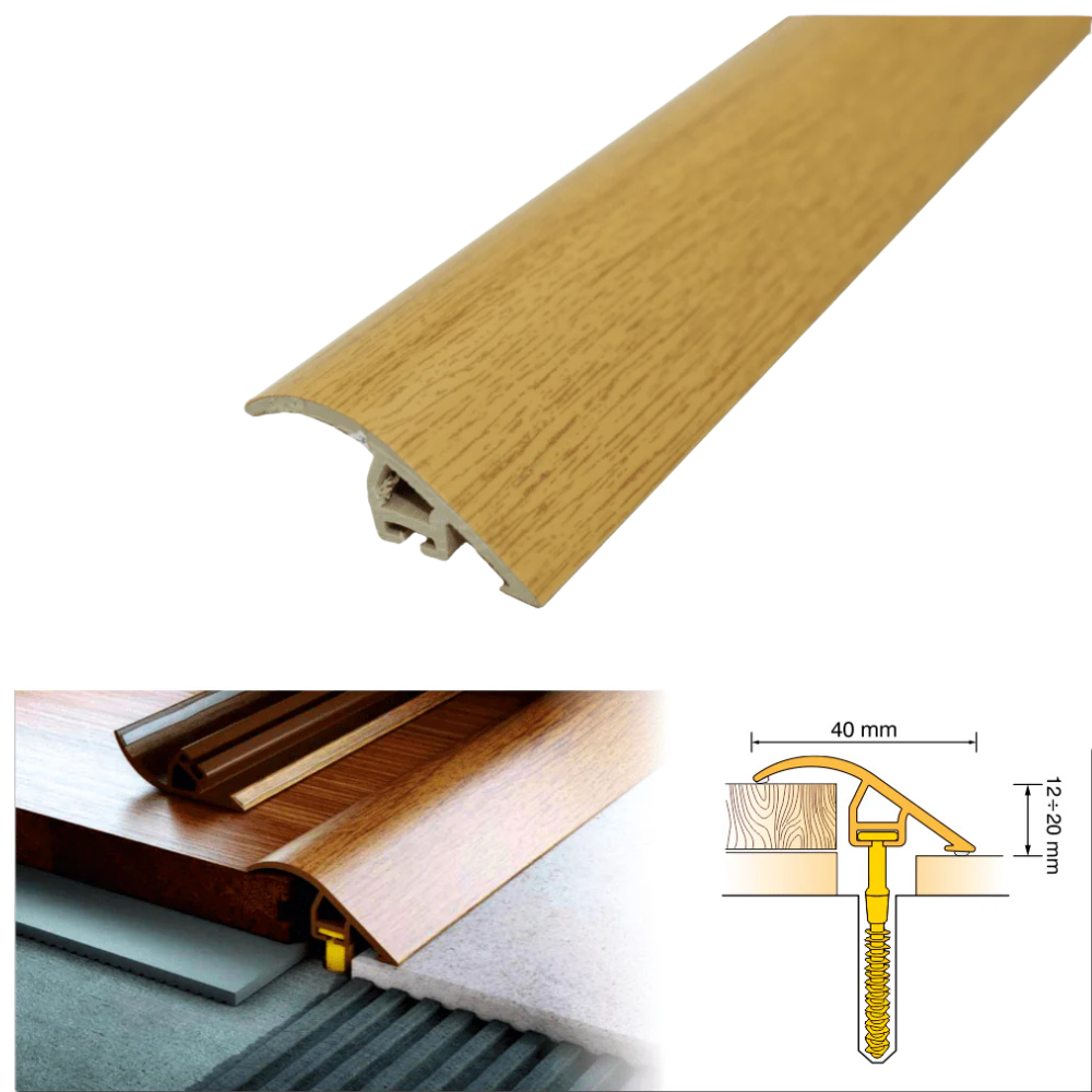 C40 40mm Pvc Wood Effect Door Threshold Ramp Profile