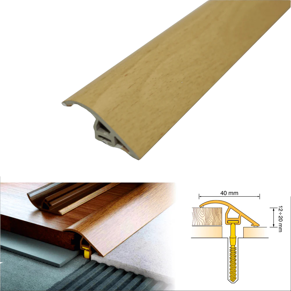 C40 40mm Pvc Wood Effect Door Threshold Ramp Profile