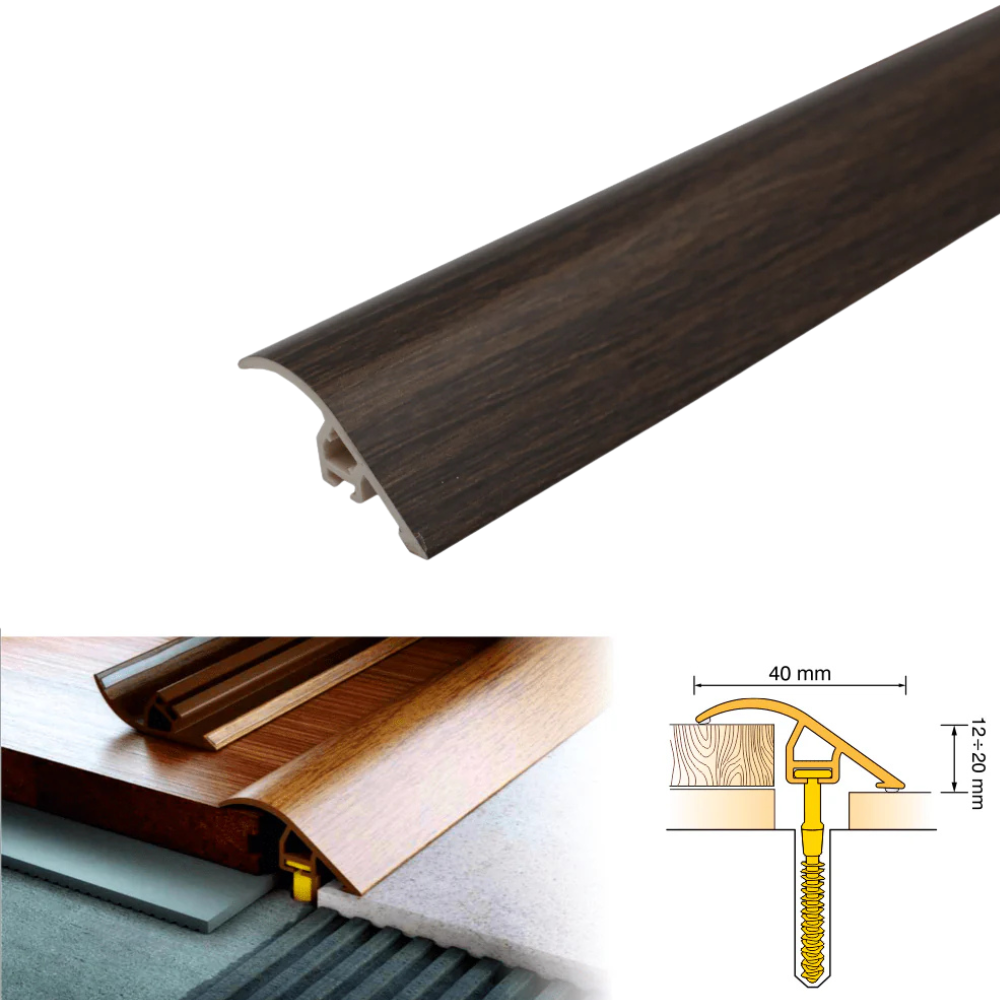 C40 40mm Pvc Wood Effect Door Threshold Ramp Profile