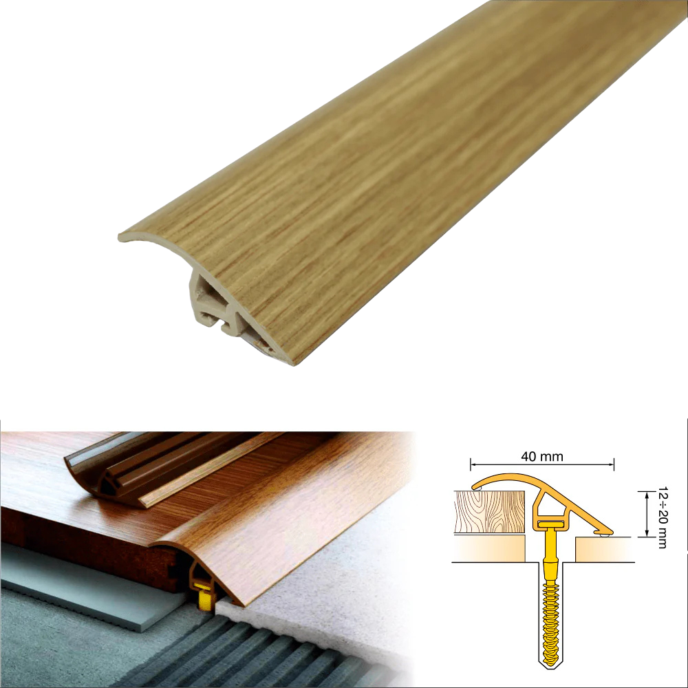 C40 40mm Pvc Wood Effect Door Threshold Ramp Profile