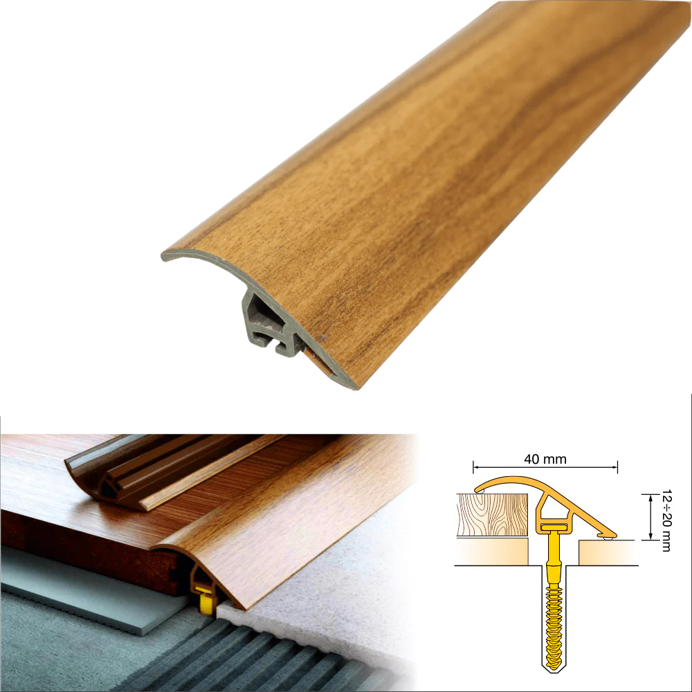 C40 40mm Pvc Wood Effect Door Threshold Ramp Profile