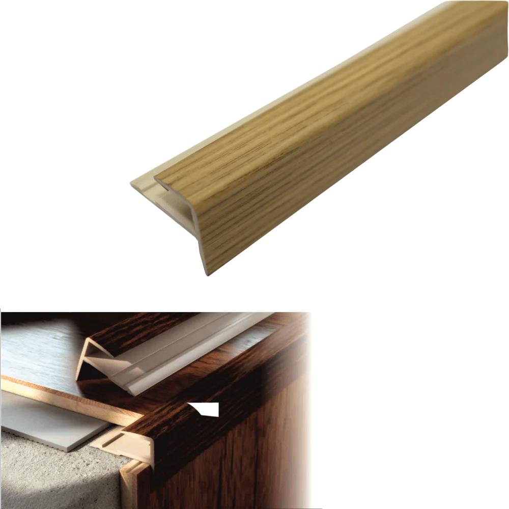 D-K0600 16 x 25mm Push-In Pvc Wood Effect Stair Nosing Edge Trim
