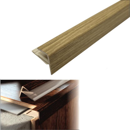 D-K0600 16 x 25mm Push-In Pvc Wood Effect Stair Nosing Edge Trim