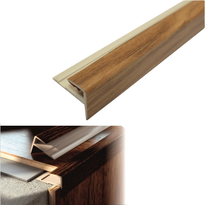 D-K0600 16 x 25mm Push-In Pvc Wood Effect Stair Nosing Edge Trim