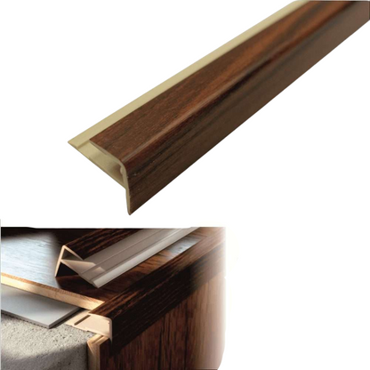 D-K0600 16 x 25mm Push-In Pvc Wood Effect Stair Nosing Edge Trim