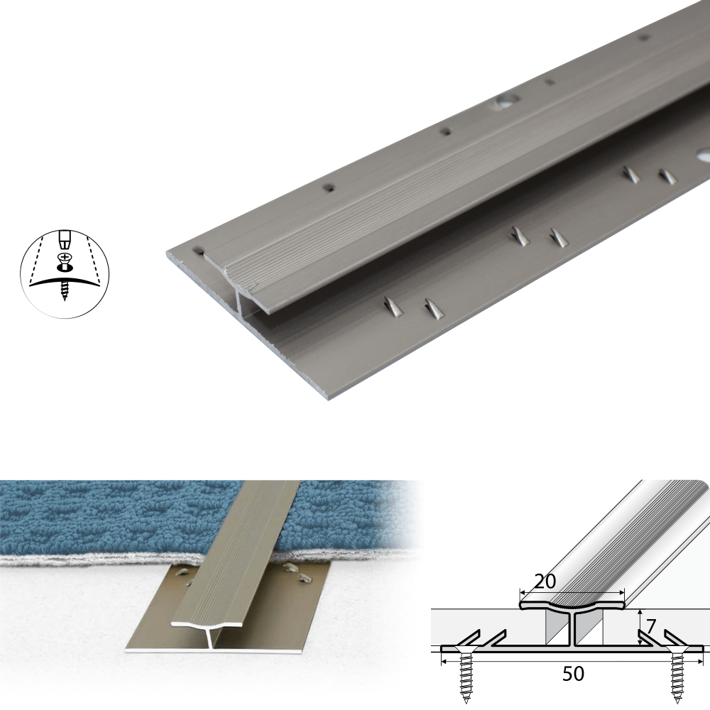 C61 20mm Anodised Aluminium Dual Edge Carpet Profile