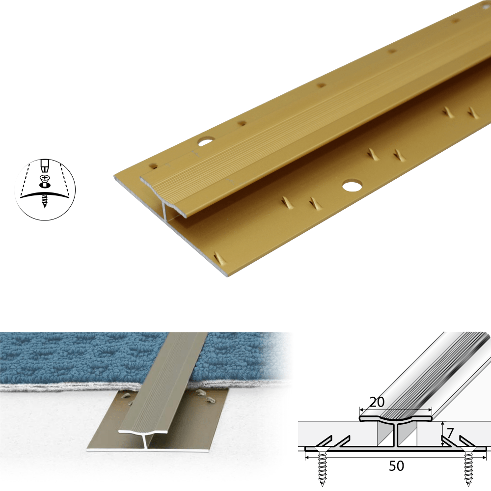 C61 20mm Anodised Aluminium Dual Edge Carpet Profile