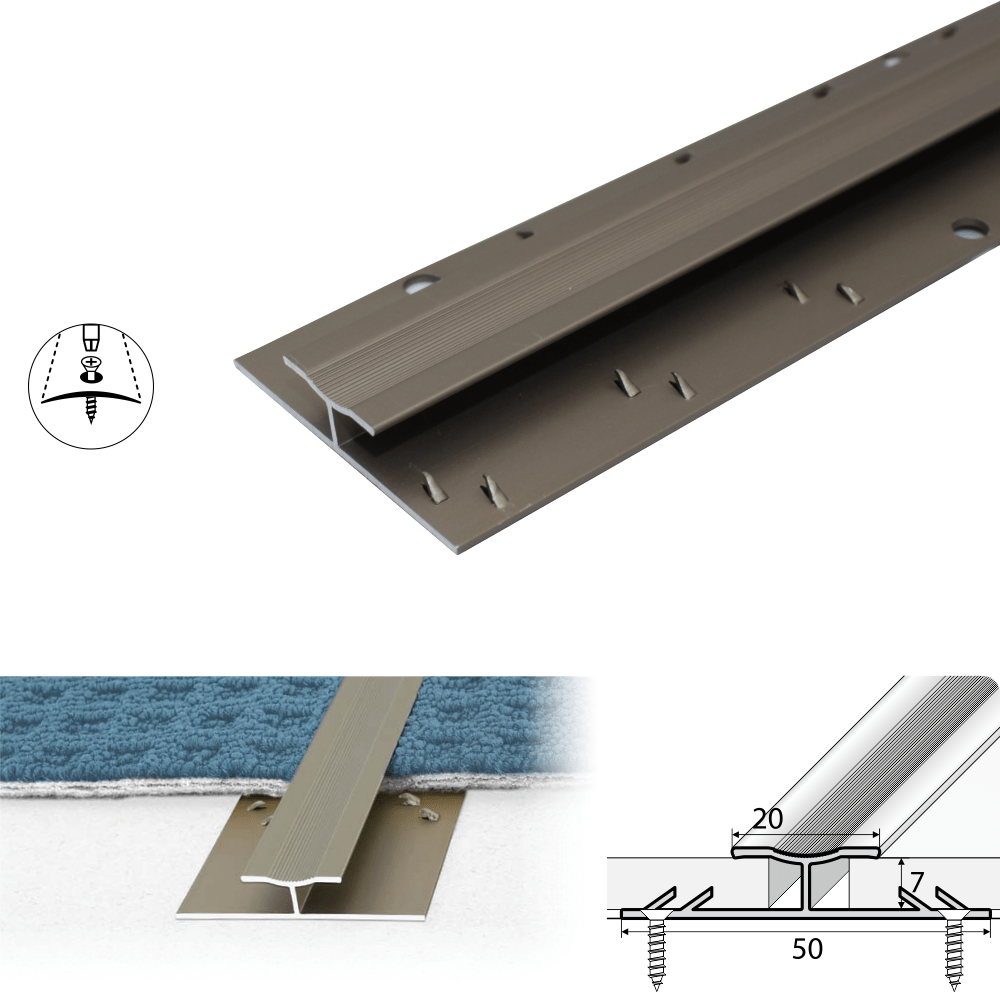 C61 20mm Anodised Aluminium Dual Edge Carpet Profile