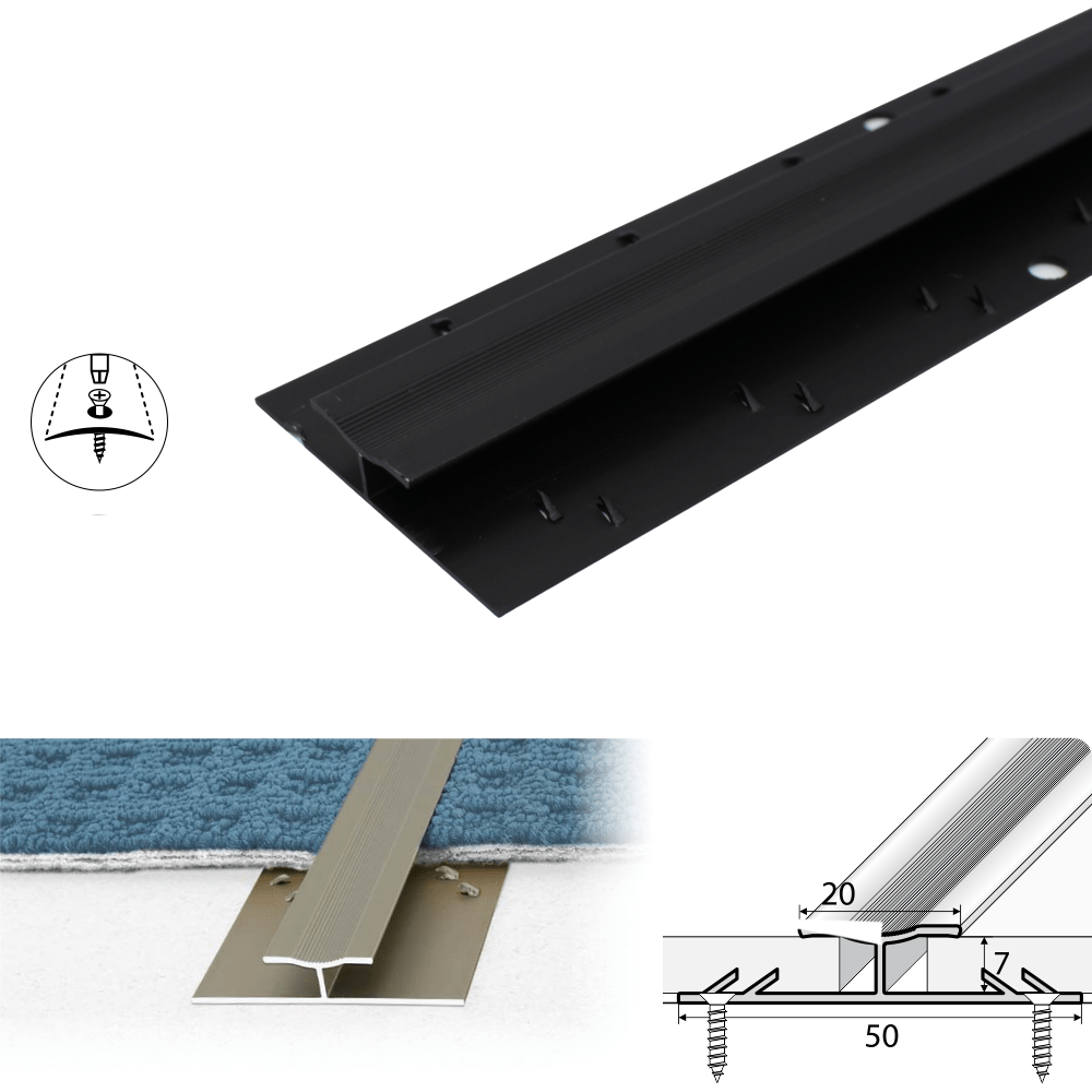 C61 20mm Anodised Aluminium Dual Edge Carpet Profile