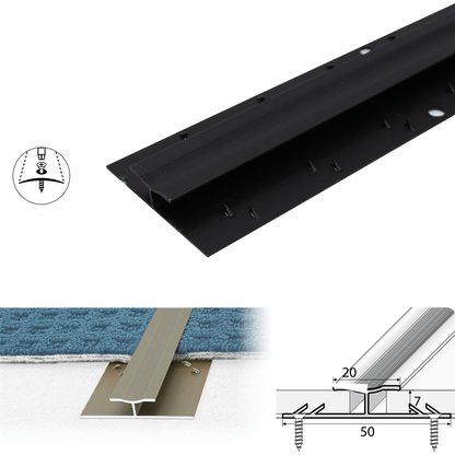 C61 20mm Anodised Aluminium Dual Edge Carpet Profile
