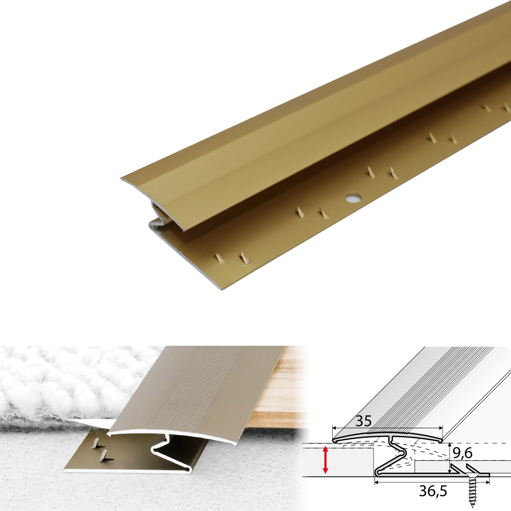 C69 35mm Anodised Aluminium Z Carpet Profile