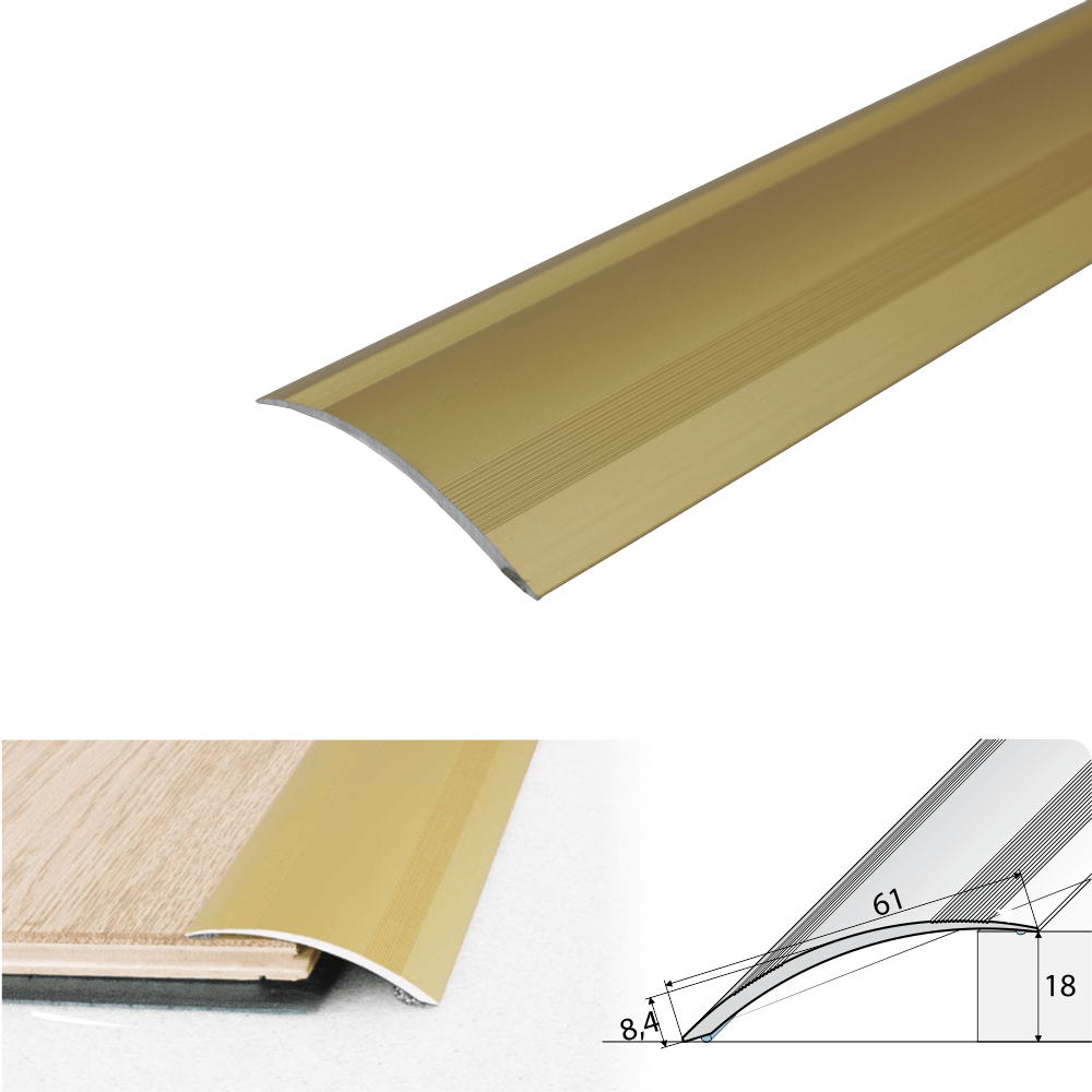 A49 61mm Anodised Aluminium Self Adhesive Door Threshold Ramp Profile