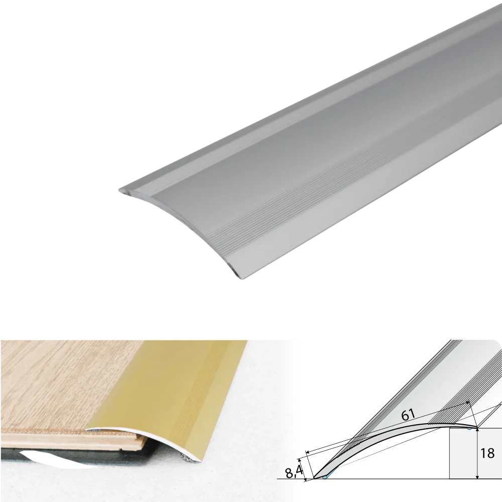A49 61mm Anodised Aluminium Self Adhesive Door Threshold Ramp Profile