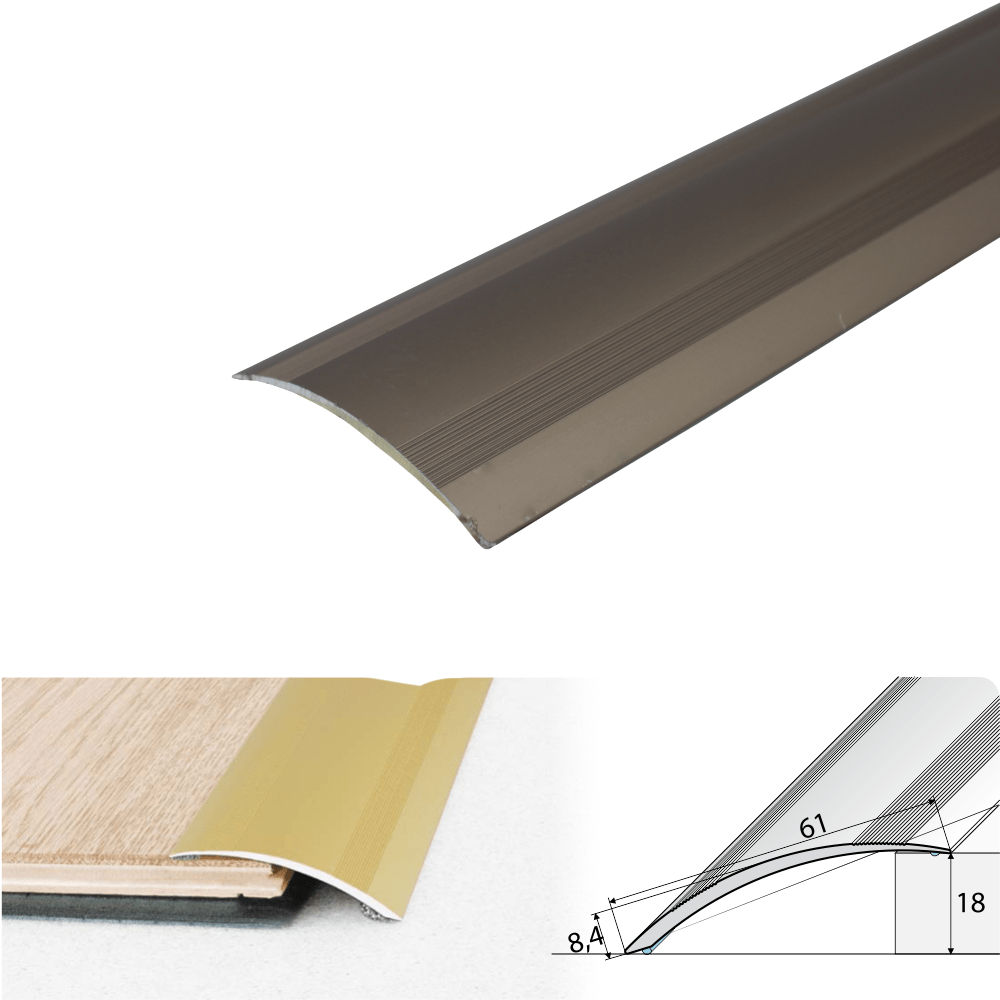 A49 61mm Anodised Aluminium Self Adhesive Door Threshold Ramp Profile