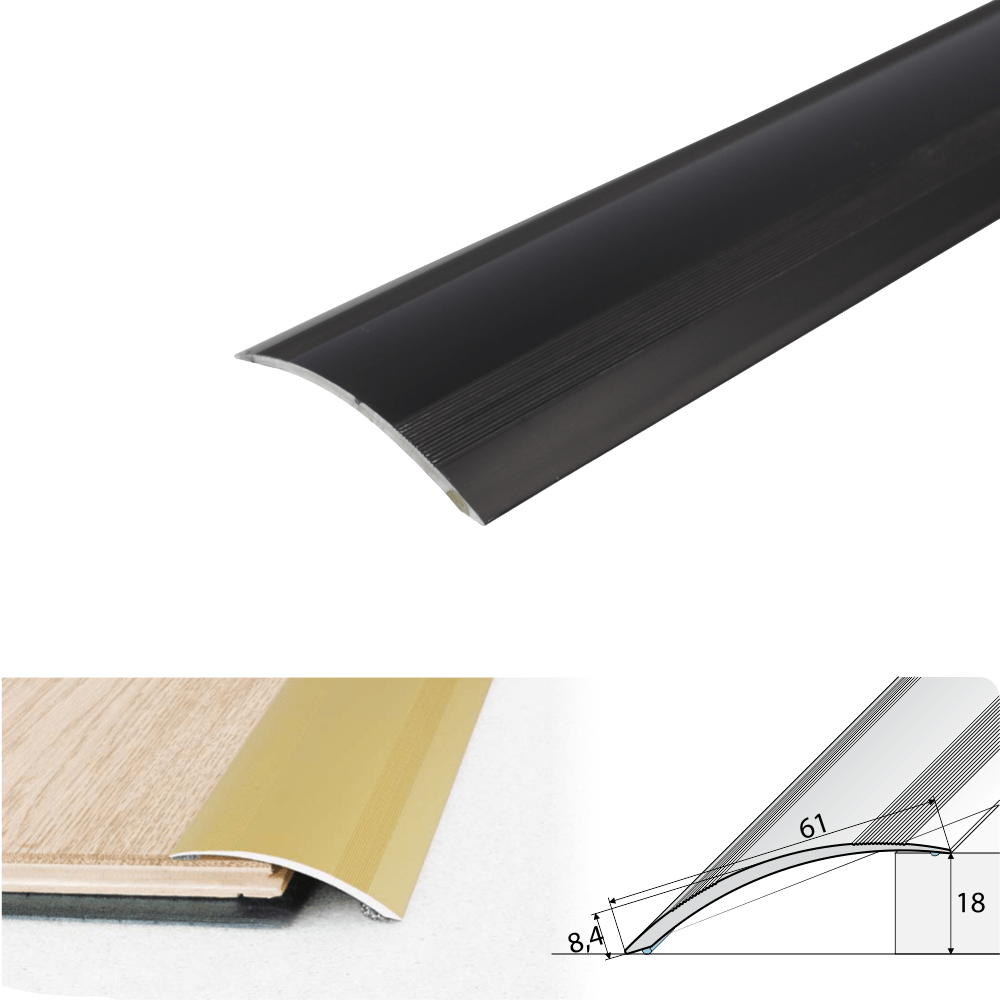 A49 61mm Anodised Aluminium Self Adhesive Door Threshold Ramp Profile