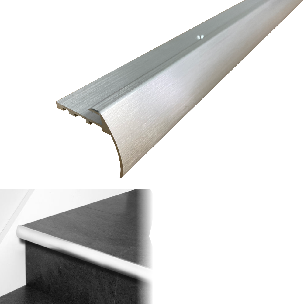 TVB 37.5 x 35mm Anodised Aluminium Bull Nose LVT Stair nosing Edge Profile For 5mm Flooring