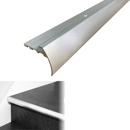 TVB 37.5 x 35mm Anodised Aluminium Bull Nose LVT Stair nosing Edge Profile For 5mm Flooring