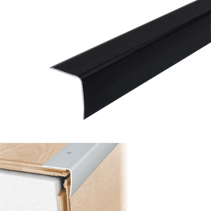 A41 35 x 35mm Anodised Aluminium Non Slip Ribbed Treads Stair Nosing Edge Trim