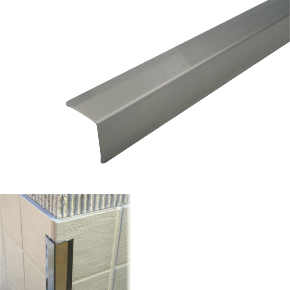 Stainless steel angle wall cladding corner trim protector bevelled edges 30x30mm