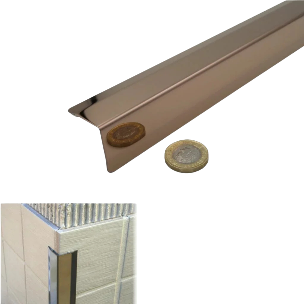 Stainless steel angle wall cladding corner trim protector bevelled edges 30x30mm