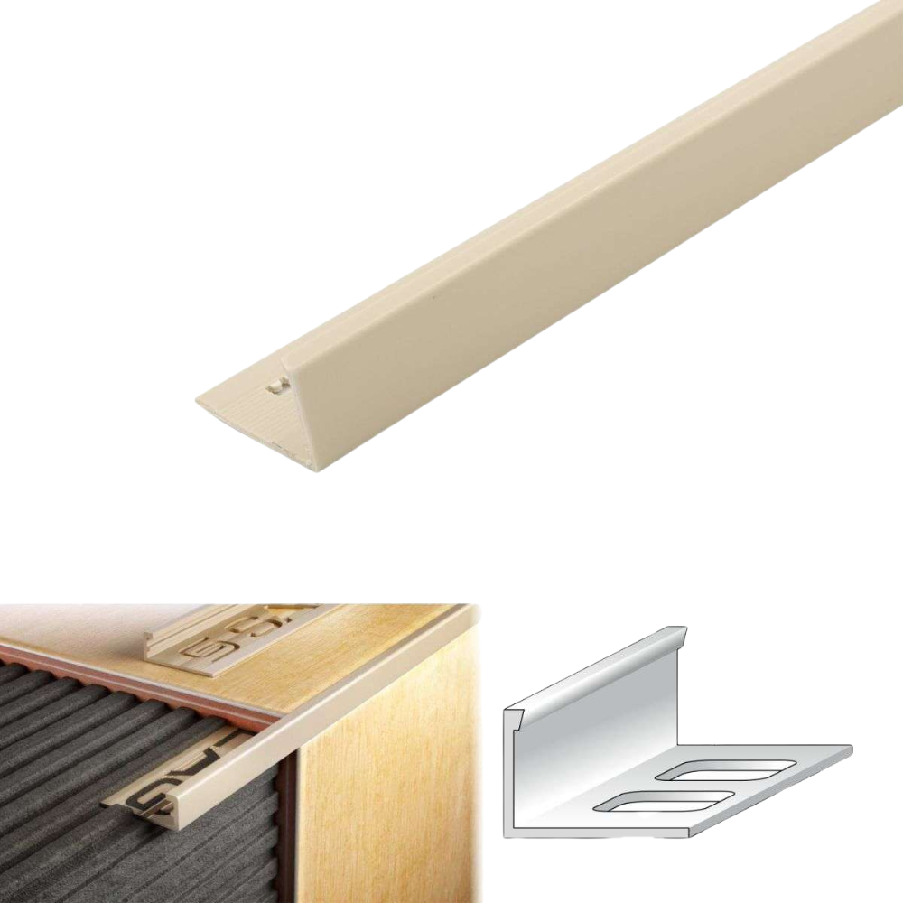 PVC Straight Edge L shaped Tile Trim 8,10,12.5mm Depth