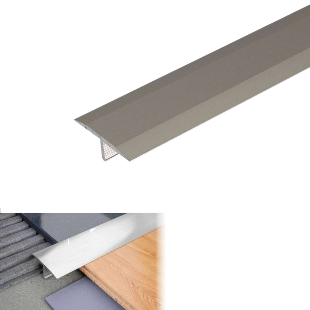A55 18mm Anodised Aluminium Threshold Trim T Bar Transition Strip For Tiles