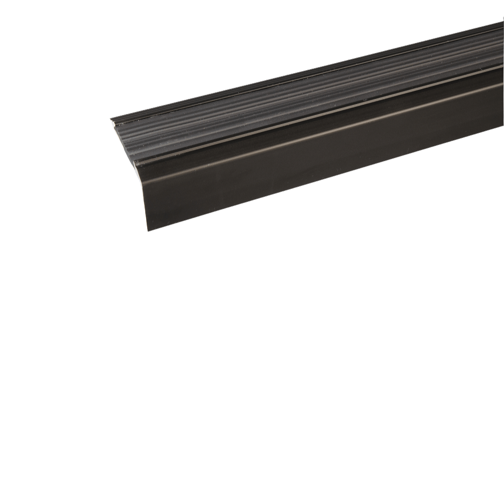 A38 46 x 30mm Anodised Aluminium Non Slip Rubber Stair Nosing Edge Trim