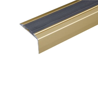 A38 46 x 30mm Anodised Aluminium Non Slip Rubber Stair Nosing Edge Trim