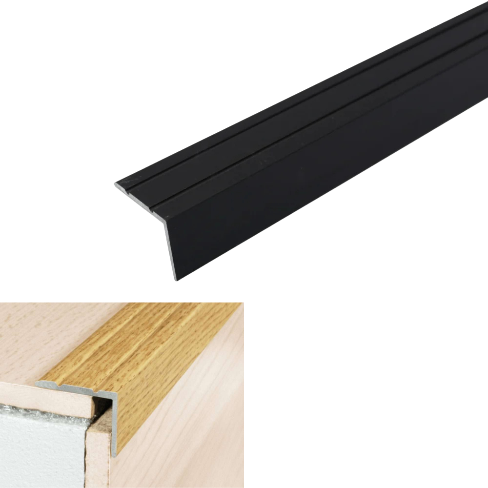A36 25 x 20mm Anodised Aluminium Self Adhesive Stair Nosing Edge Trim