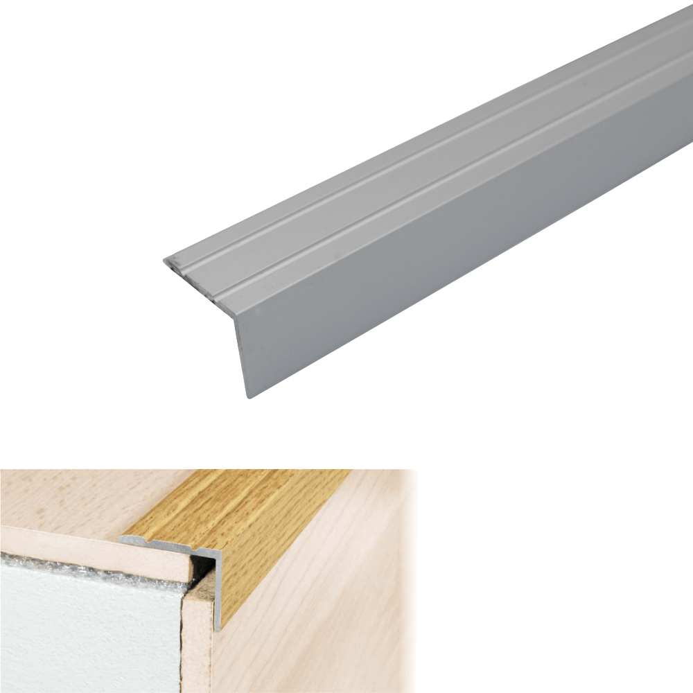 A36 25 x 20mm Anodised Aluminium Self Adhesive Stair Nosing Edge Trim