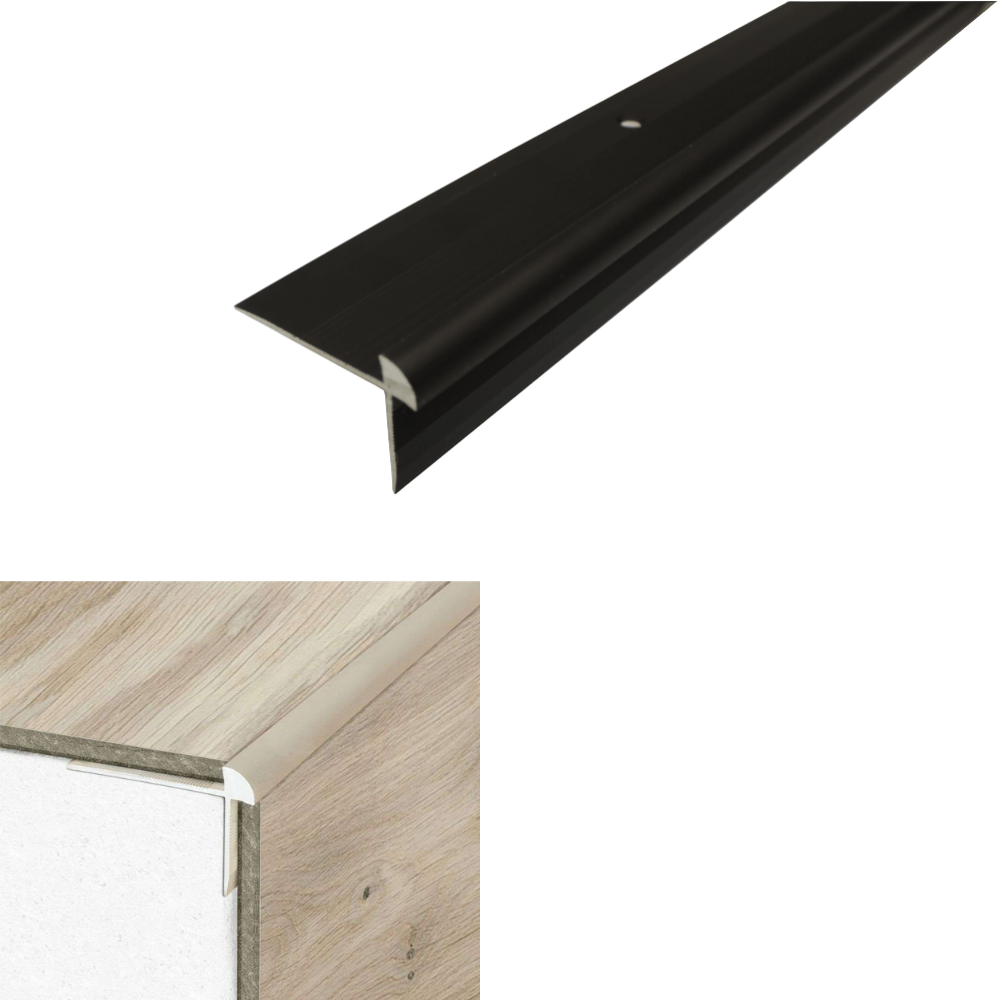 C29 42 x 28mm Anodised Aluminium LVT Stair nosing Edge Profile For 5mm Flooring