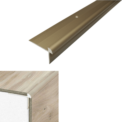 C29 42 x 28mm Anodised Aluminium LVT Stair nosing Edge Profile For 5mm Flooring