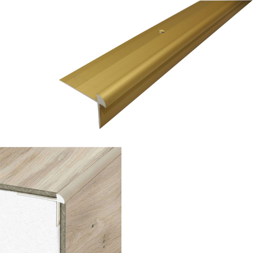 C29 42 x 28mm Anodised Aluminium LVT Stair nosing Edge Profile For 5mm Flooring