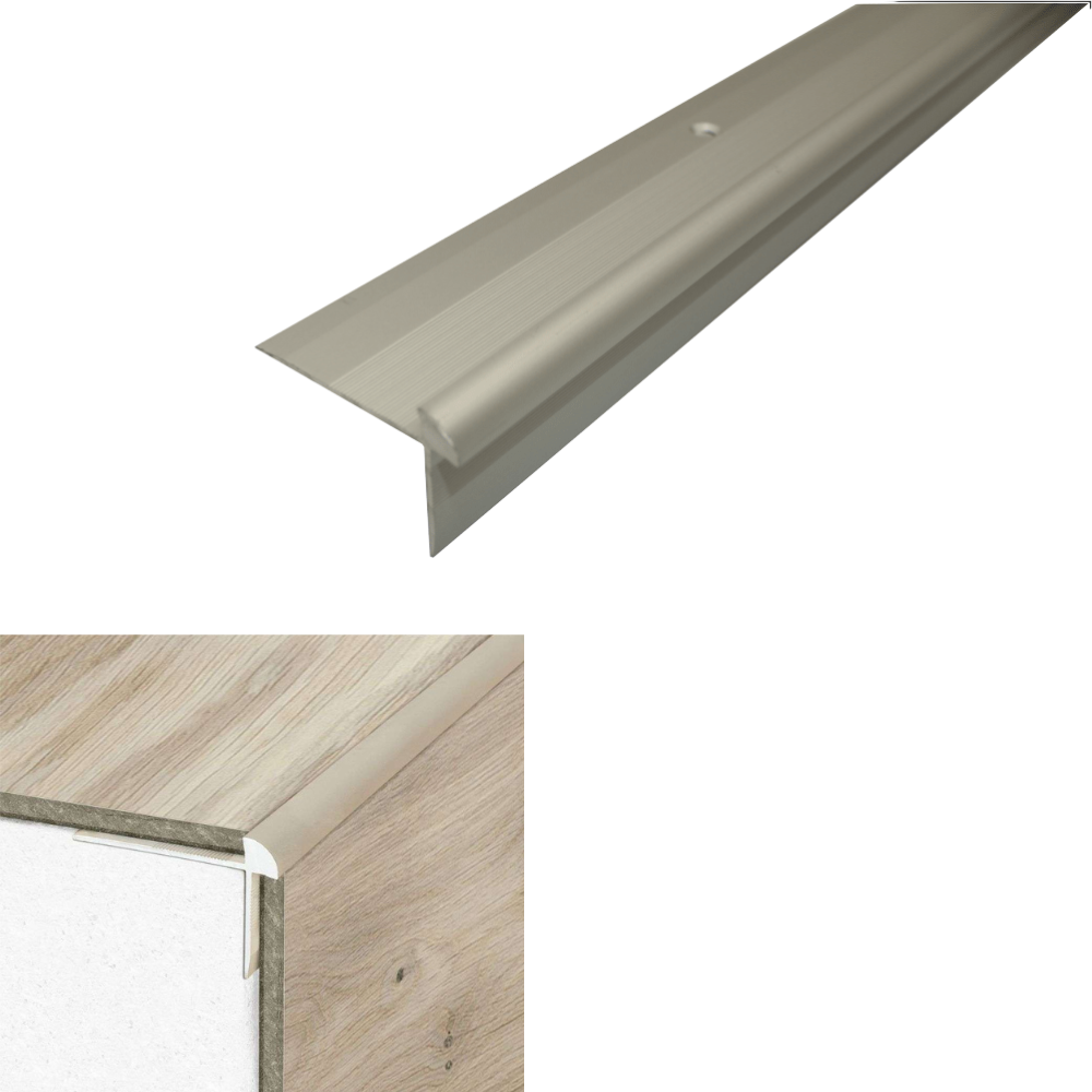 C29 42 x 28mm Anodised Aluminium LVT Stair nosing Edge Profile For 5mm Flooring
