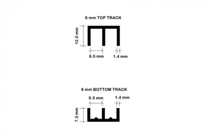 Vivarium Top & Bottom Double Channel Glass Runners Track