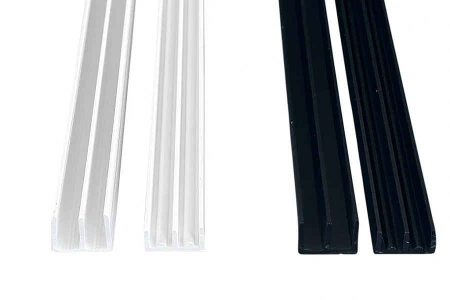 Black & White Vivarium Top & Bottom Glass Runners Double Track for 4mm & 6mm