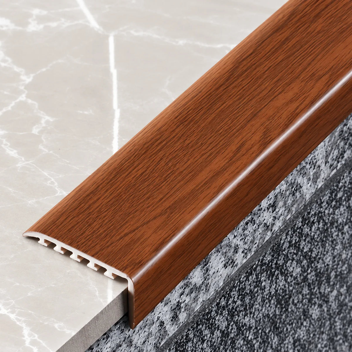 D-K0100 45x22mm Wood Effect PVC Stair Nosing Walnut 9E