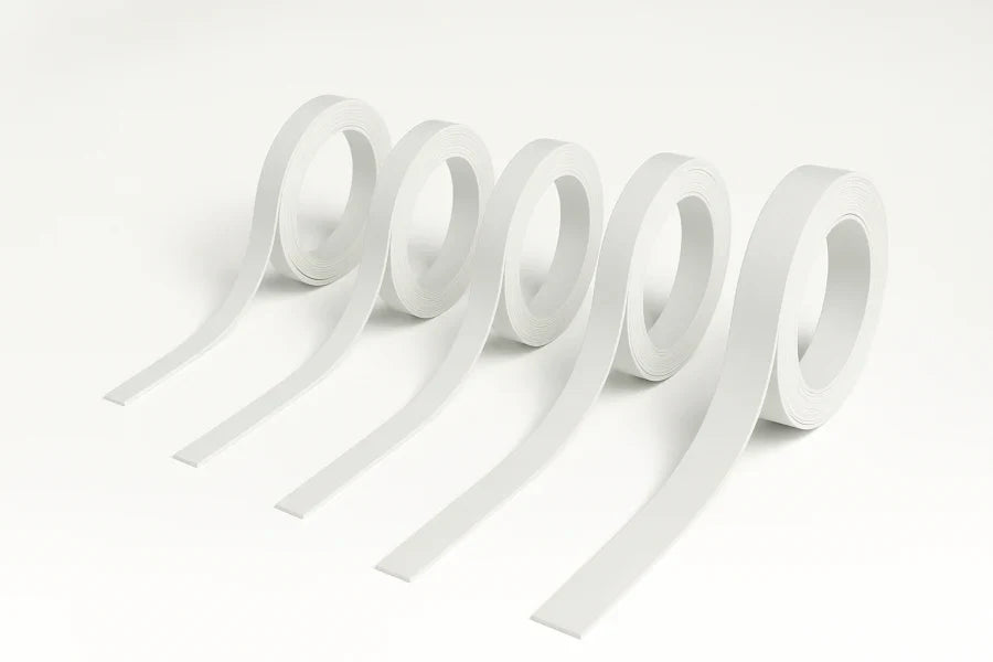 White PVC Plastic Bar Strip Roll Flat Architrave Trim 5 Various Sizes