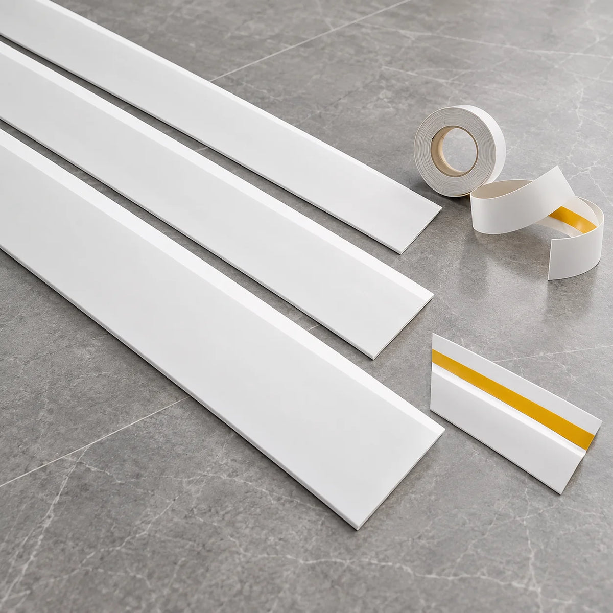 Self-Adhesive PVC Plastic Roll Black White Anthracite Cover Strip Flat Bar In White Color