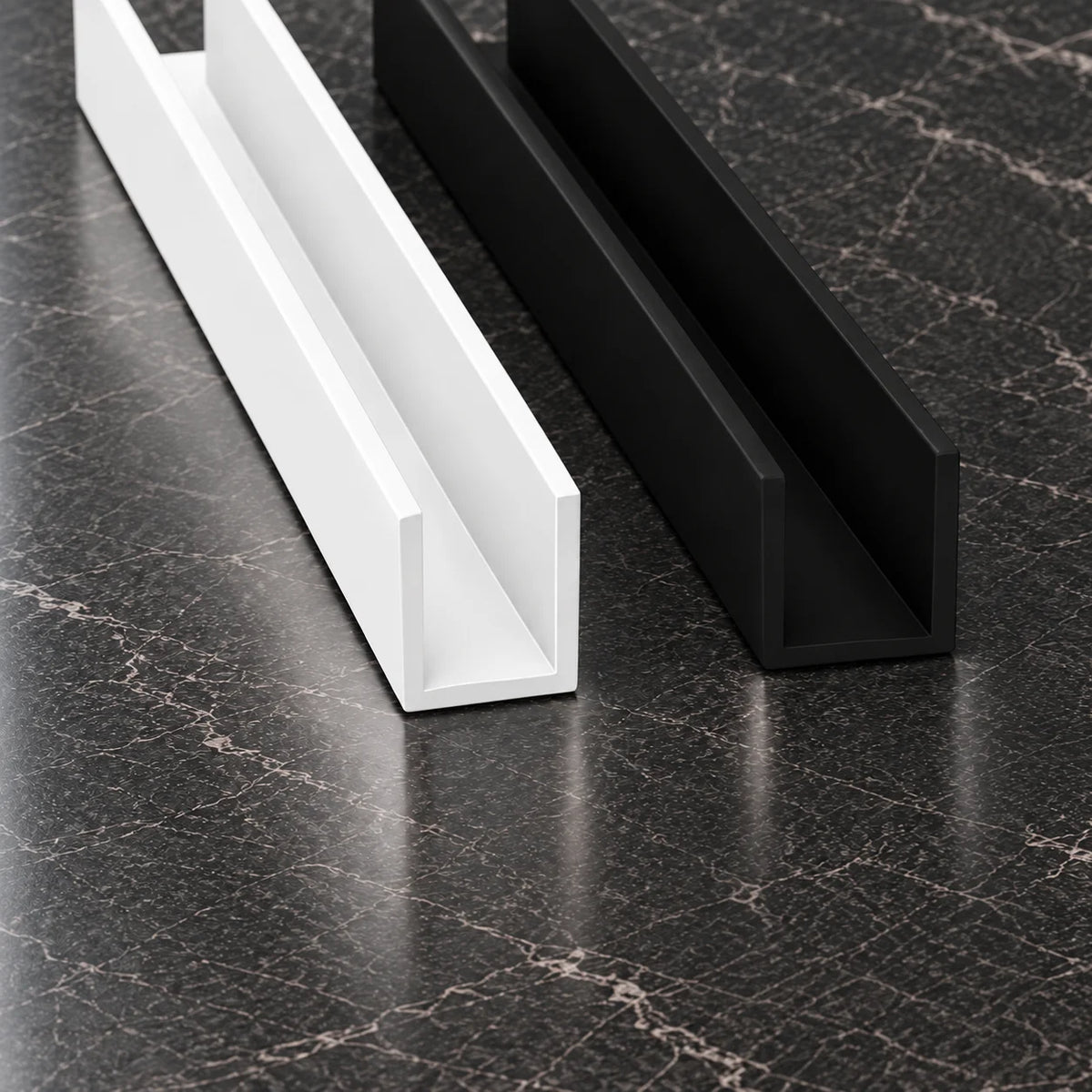 PVC U Channel Profile Edge Trim 1m | Black & White 39.37 Inch.