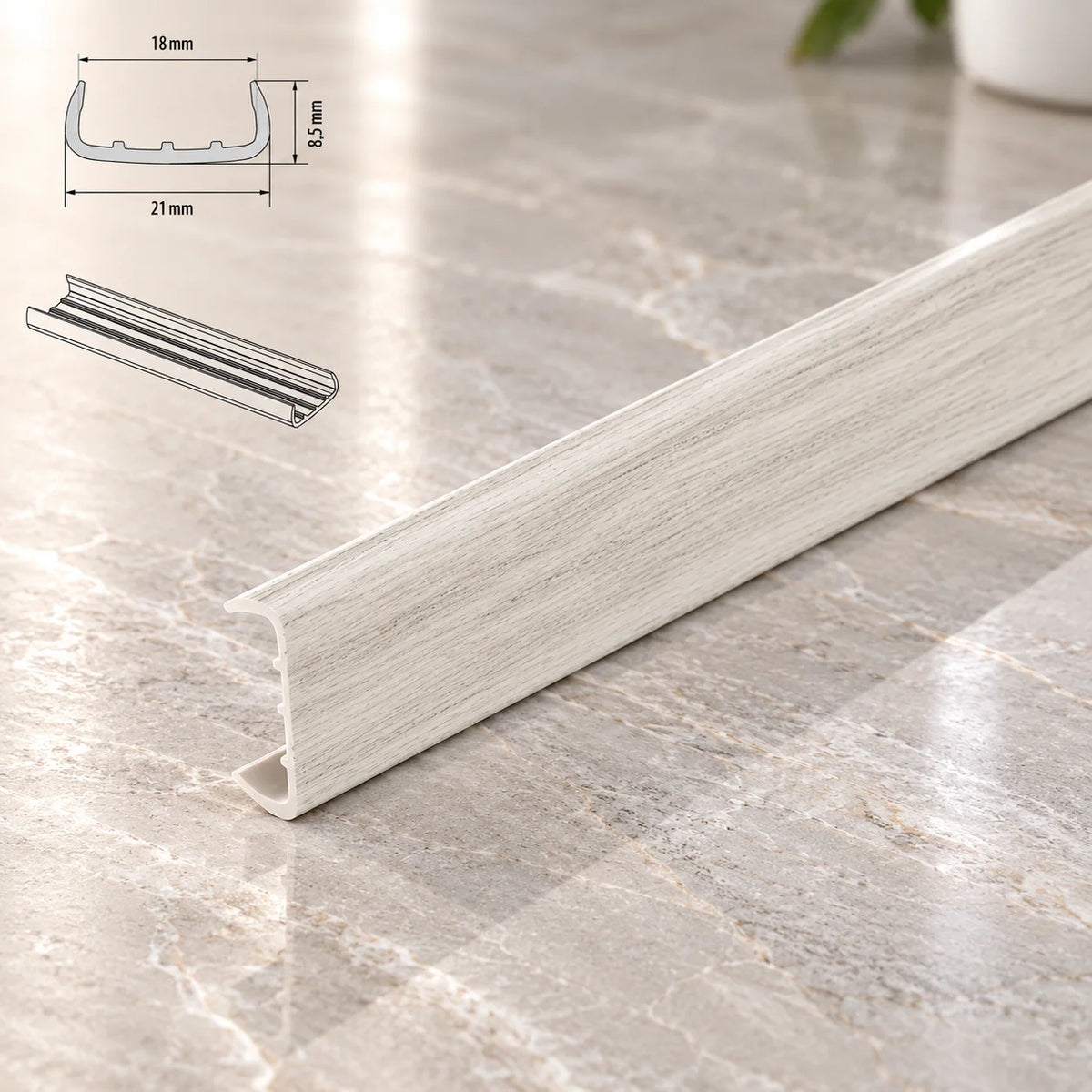 PVC Melamine Furniture Board Panel Cover U Trim Edging Strip In white Oak Color